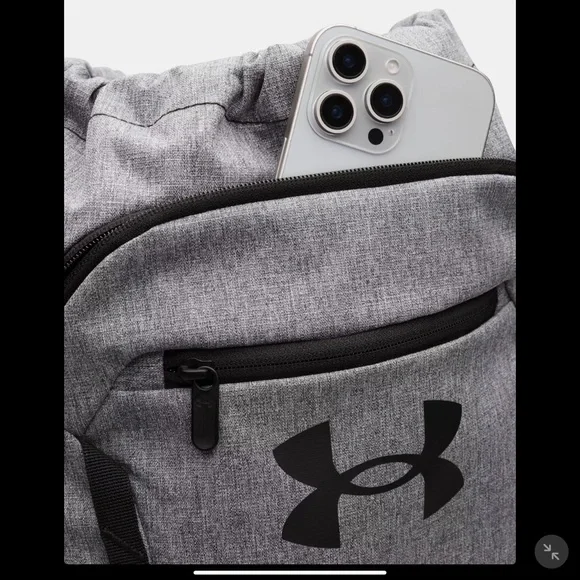 Under Armour Charcoal and Black Hustle Sackpack NWT - Picture 2 of 2